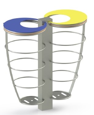 Corbeille en acier sélective double fûts 2 x 75L Managua